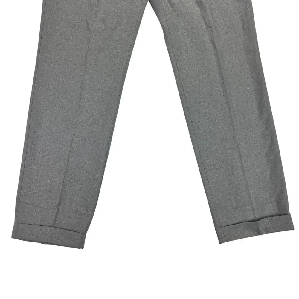 Michael Kors Mens Pleated Cuffed Solid Classic Fit Stretch Pants Gray 36x32
